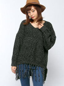 【SALE／57%OFF】SPIGA 裾フリンジサガラニットTOPS スピーガ トップス ニット グレー カーキ