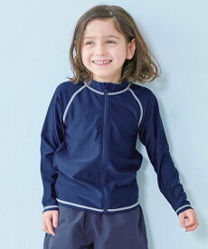 devirock UVカット スクール用 長袖ジップラッシュガード 子供服 キッズ 男の子 女の子 26SS デビロック 水着・スイムグッズ ラッシュガード ネイビー グリーン ブルー