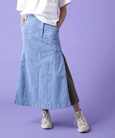 AVIREX REMAKE STERETCH DENIM SIDE FLARE SKIRT アヴィレックス スカート その他のスカート ブラック ブルー【送料無料】