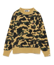 A BATHING APE 1ST CAMO ONE POINT CREWNECK ア ベイシング エイプ トップス スウェット・トレーナー グリーン イエロー【送料無料】