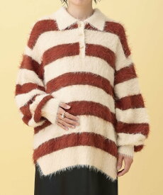 【SALE／30%OFF】LEPSIM 【産前・産後対応】マタニティ/ラガーボーダーニット レプシィム マタニティウェア・ベビー用品 マタニティトップス レッド ブラウン【送料無料】