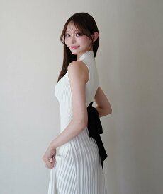 eimy istoire BACK RIBBON KNIT DRESS エイミーイストワール ワンピース・ドレス ワンピース ブラック ピンク ホワイト【送料無料】