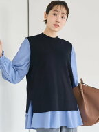 coca 【2点セット】ニットベストフリルブラウス コカ トップス シャツ・ブラウス ネイビー グレー