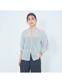 【SALE／70%OFF】Rouge vif la cle シルクシアーストライプブラウス ルージュ・ヴィフ ラクレ トップス シャツ・ブラウス ネイビー レッド【送料無料】