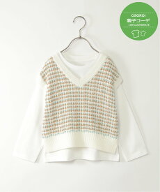 【SALE／30%OFF】ikka 【親子おそろい】ジャガードニットベストSET(120~160cm) イッカ トップス ニット グリーン ブルー