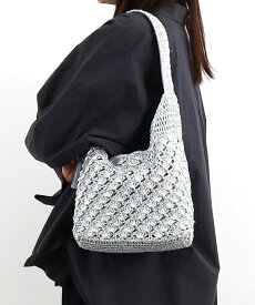 【SALE／30%OFF】COOCO メタリック柄編みワンショルダーバッグ プードゥードゥー バッグ かごバッグ シルバー オレンジ ブラック ゴールド【送料無料】