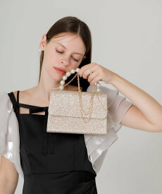【SALE／10%OFF】Leja 2WAYパールハンドルグリッターバッグ結婚式二次会 パーティーオケージョン レジャ バッグ ハンドバッグ シルバー【送料無料】