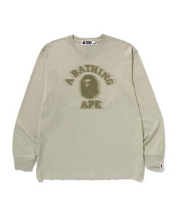 A BATHING APE GARMENT DYE COLLEGE RELAXED FIT LS TEE �A �x�C�V���O �G�C�v �g�b�v�X �J�b�g�\�[�ET�V���c �x�[�W�� �u���E�� �O���[�y���������z