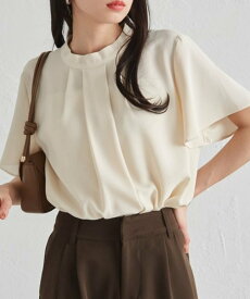 【SALE／15%OFF】Ranan Ranan/(W)[UVカット/抗菌防臭]タックデザインフリルブラウス ラナン トップス シャツ・ブラウス ネイビー ベージュ ブラック ブルー ホワイト ピンク