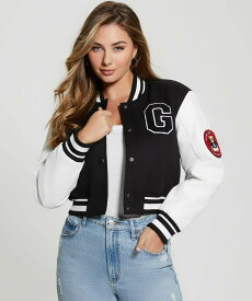 GUESS GUESS ジャケット スタジャン (W)Bear Varsity Jacket ゲス ジャケット・アウター スタジャン・スカジャン ブラック【送料無料】