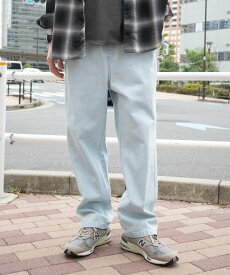WEGO MEN'S デニムイージーストレートパンツ2 ウィゴー パンツ その他のパンツ ブラック グレー