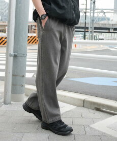 WEGO MEN'S デニムイージーストレートパンツ2 ウィゴー パンツ その他のパンツ ブラック グレー
