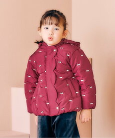 apres les cours スカラップ刺繍アウター エフオーオンラインストア ジャケット・アウター ダウンジャケット・ダウンベスト レッド ブルー ホワイト【送料無料】