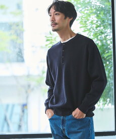 【SALE／40%OFF】UNITED ARROWS green label relaxing ダブルフェイス ヘンリーネック ニット ユナイテッドアローズ グリーンレーベルリラクシング トップス ニット ブラック ネイビー【送料無料】