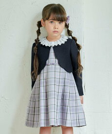 【SALE／30%OFF】ANY KIDS チェック柄ジャンパースカート エニィ ワンピース・ドレス ジャンパースカート ブラック パープル【送料無料】