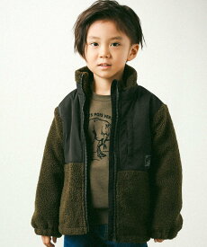 【SALE／50%OFF】BeBe Petits Pois Vert ボア+タフタ切り替えジャケット(95~150cm) ベベ オンライン ストア ジャケット・アウター テーラードジャケット・ブレザー ブラック ネイビー【送料無料】