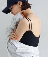 andme ダブルストラップ バックオープン カップ付き キャミソール アンドミー トップス キャミソール グ…