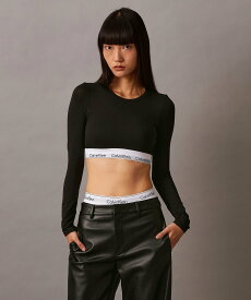 Calvin Klein (W)【公式ショップ】 カルバンクライン Icon Cotton ロングスリーブ Tシャツ ブラレット QF8009 カルバン・クライン インナー・ルームウェア その他のインナー・ルームウェア ブラック ホワイト【送料無料】