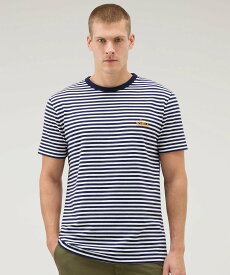WOOLRICH STRIPED T-SHIRT ウールリッチ トップス カットソー・Tシャツ ブルー【送料無料】