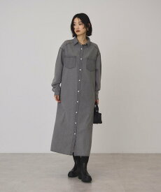AMERICAN HOLIC デニムシャツワンピース アメリカンホリック ワンピース・ドレス シャツワンピース グレー ブルー【送料無料】