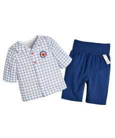 【SALE／50%OFF】moimoln 【ルームウェア】ブルーチェック7分袖トップス&パンツ モイモルン インナー・ルームウェア その他のインナー・ルームウェア ネイビー