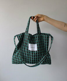 【SALE／10%OFF】SANSeLF 2WAYチェックトートバッグ sana25s034 チュクラ バッグ トートバッグ グリーン