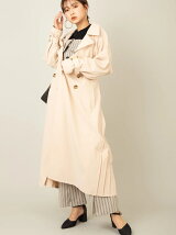 後ろプリーツダブル釦トレンチコート