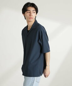 【SALE／30%OFF】NANO universe ストレッチワイドオープンカラーシャツ 半袖(セットアップ可) ナノユニバース トップス シャツ・ブラウス ブルー グレー ブラック グリーン【送料無料】