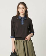 UNITED ARROWS 六分袖 デニムライク ポロニット -ウォッシャブル- ユナイテッドアローズ トップス ニット…