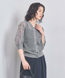 UNITED ARROWS シアー Vネック カーディガン 5SL ユナイテッドアローズ トップス カーディガン グレー ホワイト ブラック【送料無料】