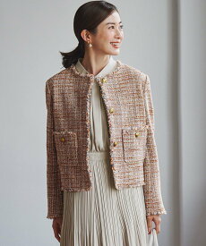 23区 GIOLICAツイード ノーカラー ボタン ジャケット ニジュウサンク ジャケット・アウター その他のジャケット・アウター【送料無料】