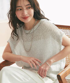 La boutique BonBon 【再予約決定!】ラメ天竺針抜きフレンチニット ラブティックボンボン トップス ニット シルバー グレー ブルー ピンク【送料無料】