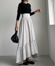 【SALE／74%OFF】JUNOAH Louere ツイード裾フレアスカート ジュノア スカート ロング・マキシスカート ホワイト ブラック ブラウン