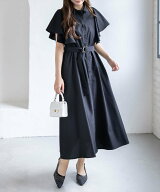 【SALE／6%OFF】clear 【低身長対応/サイズ展開あり】ウエストベルトフリルスリーブワンピース クリア ワ…