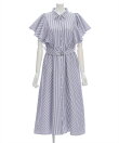 【低身長対応/サイズ展開あり】ウエストベルトフリルスリーブワンピース