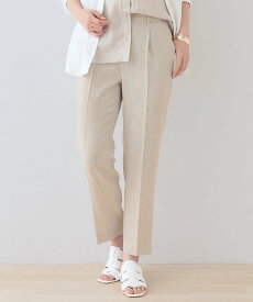 【SALE／55%OFF】INDIVI 【こなれSETUP/ストライプ柄】リネンライクテーパードパンツ インディヴィ パンツ その他のパンツ ホワイト グレー【送料無料】