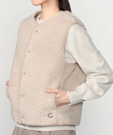Bshop ORCIVAL ｜ ボアフリース ノーカラーベスト WOMEN ビショップ ジャケット・アウター その他のジャケット・アウター グレー ベージュ【送料無料】