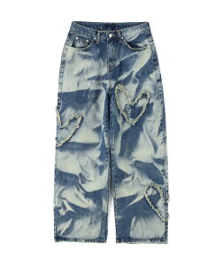 LHP SIS/�G�X�A�C�G�X/Heart Bleach Denim Pants �G���G�C�`�s�[ �p���c ���̑��̃p���c �u���b�N �u���[�y���������z