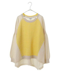 【SALE／50%OFF】HIROKO BIS GRANDE フレアヘム配色ニットプルオーバー ヒロコ ビス グランデ トップス ニット イエロー グリーン【送料無料】