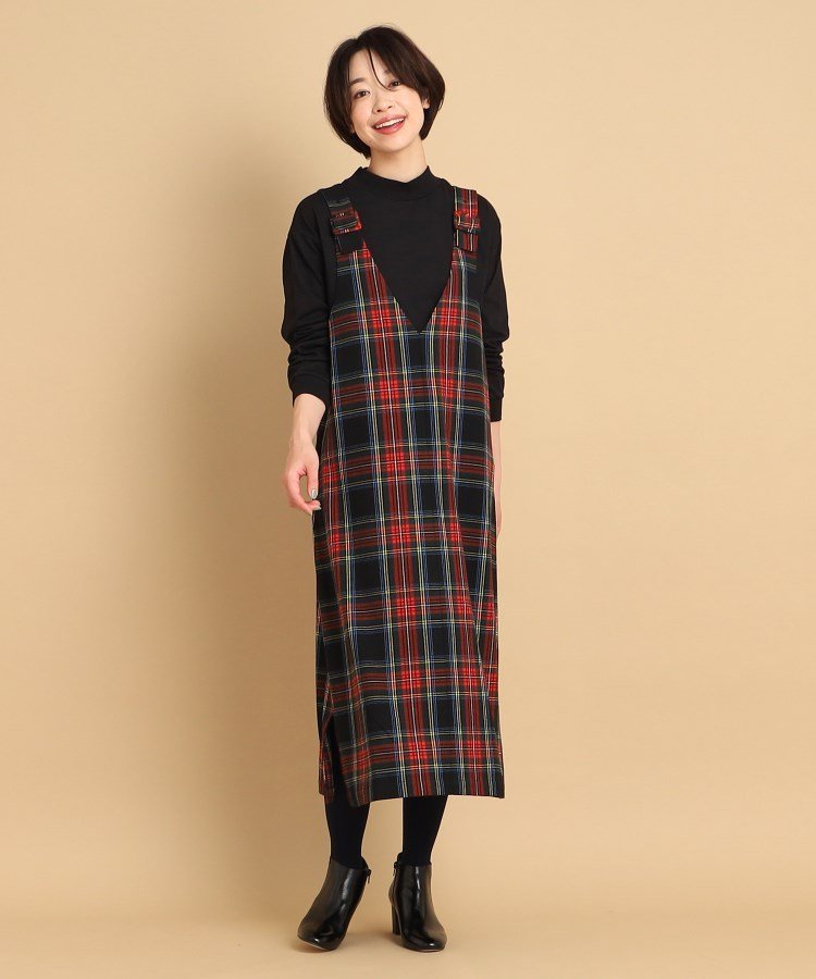 Dessin｜バックル付きチェックジャンバースカート | Rakuten Fashion