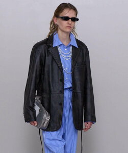 MAISON SPECIAL Leather Tailored Jacket ���]���X�y�V���� �W���P�b�g�E�A�E�^�[ �e�[���[�h�W���P�b�g�E�u���U�[ �u���b�N �u���E�� �O���[�y���������z