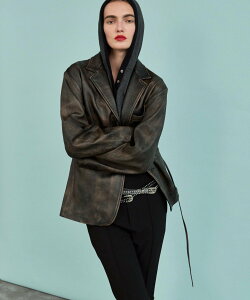 MAISON SPECIAL Leather Tailored Jacket ���]���X�y�V���� �W���P�b�g�E�A�E�^�[ �e�[���[�h�W���P�b�g�E�u���U�[ �u���b�N �u���E�� �O���[�y���������z