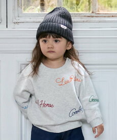 【SALE／20%OFF】petit main 【Lee】ロゴ刺繍トレーナー ナルミヤオンライン トップス スウェット・トレーナー ネイビー グリーン ホワイト