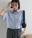 【SALE／30%OFF】Discoat シアー半袖クロップドシャツ《WEB限定カラーあり》 ディスコート トップス シャツ・ブラウス ブルー ホワイト ピンク ブラウン ベージュ グレー ブラック【送料無料】