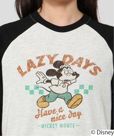 Disney Disney(W)ディズニー ラグラン 7分 Tシャツ ジーンズメイト トップス カットソー・Tシャツ ブルー グレー ベージュ ブラック