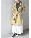 Wpc.:<手洗い可能>アースカラー ロング モッズ レイン コート
