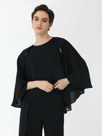 resil レースドッキングケープブラウス ラシュッド トップス シャツ・ブラウス ブラック【送料無料】