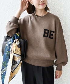 SHIPS WOMEN 【WEB限定】＜手洗い可能＞サガラ 刺繍 ロゴ ニット プルオーバー シップス トップス ニット グレー ネイビー ブラウン ベージュ【送料無料】