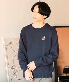BEAMS HEART MEN ベアー 刺繍 クルーネック ニット 25SS ビームス ハート トップス ニット ホワイト ベージュ ネイビー【送料無料】