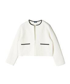 【SALE／40%OFF】SHIPS WOMEN ＜手洗い可能＞キルティング コンビ ニット ジャケット シップス トップス カーディガン ネイビー ホワイト【送料無料】